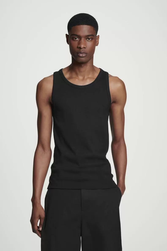 Cs Men's Slim Fit Scoop Neck Ribbed Tank Top Black 1150895002