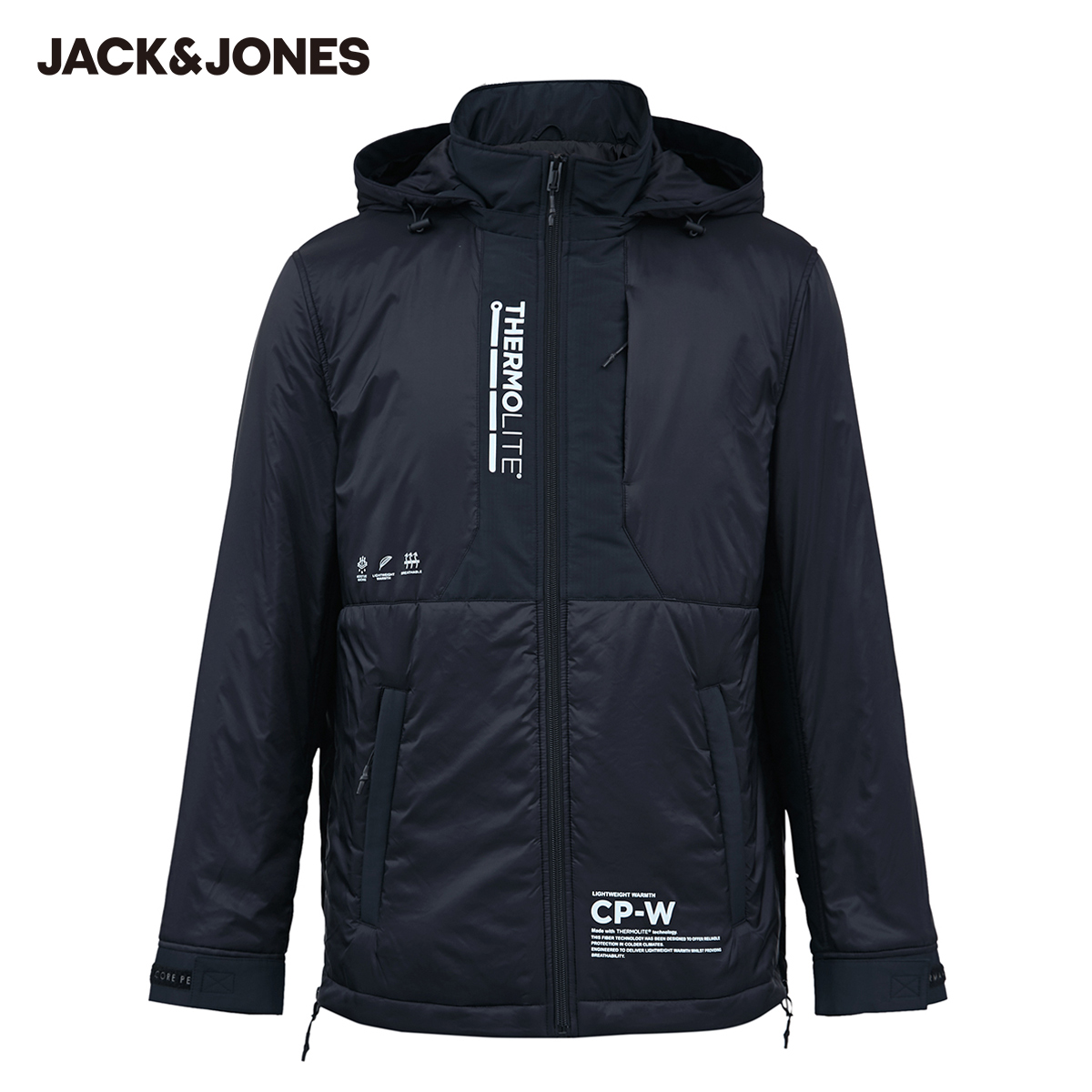 Jack Jones Jack Jones Winter nam Thể thao Công nghệ vải ấm không nghỉ Hood thời trang có thể in Editing ngắn bông