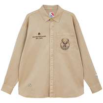 Jack Jones 24th NBA co-branded Bucks loose Tencel fabric peak collar embroidered jacket shirt for men