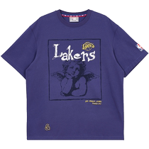 Jack Jones autumn new NBA co-branded Lakers embroidered pure cotton trendy versatile round neck short-sleeved T-shirt for men