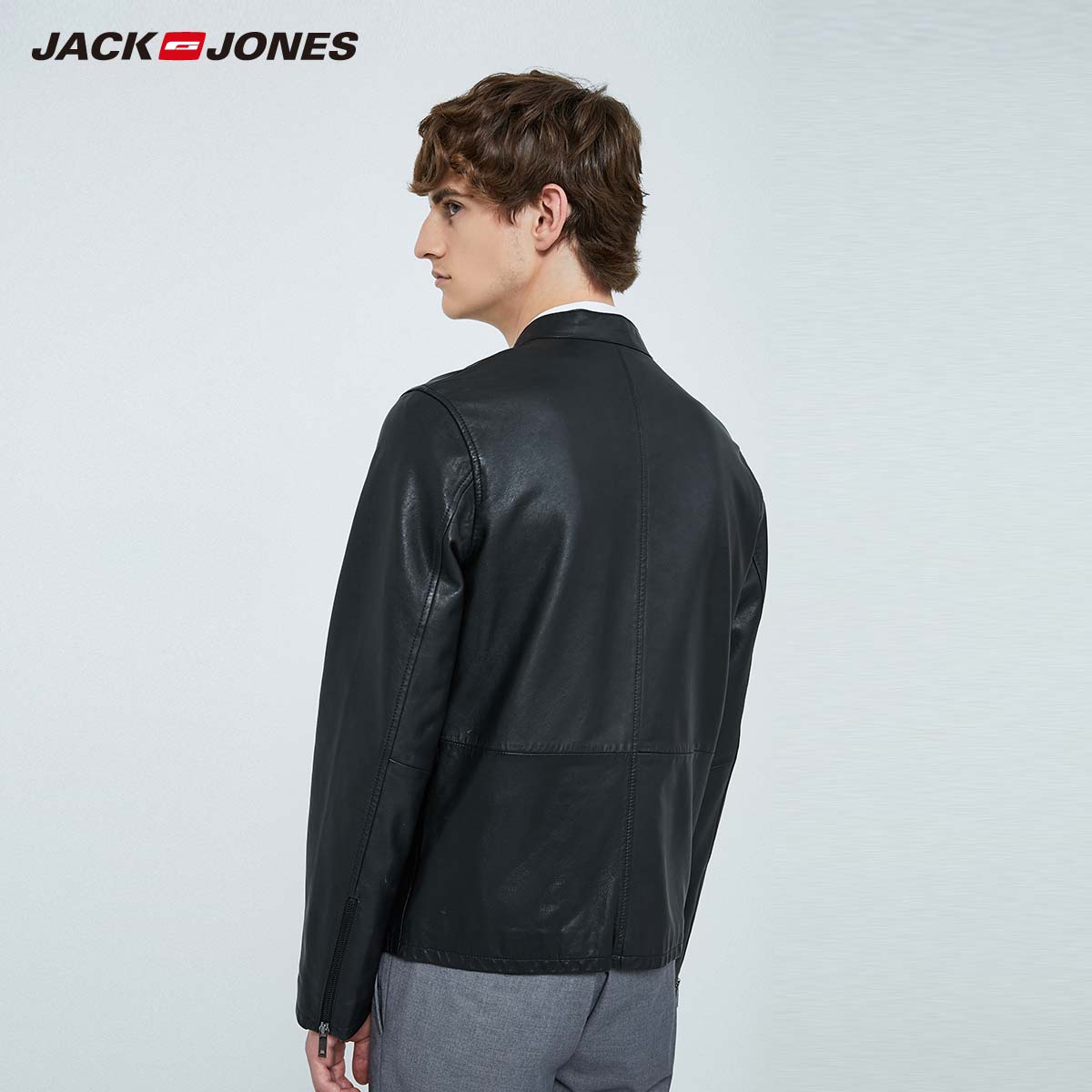 Jack Jones Jack Jones Tide Cừu Da-Collar Biên tập thời trang Handsome Da Leather Jacket mùa xuân Man