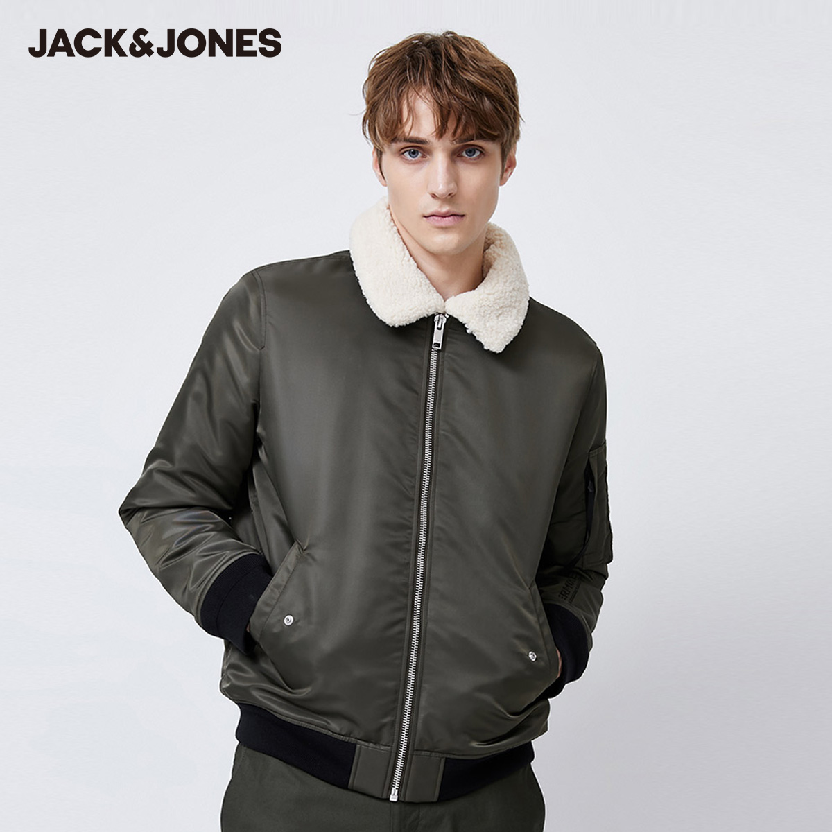 Jack Jones Jack Jones Thu / Đông nam Mang Removable tóc thêu Tính cách ấm nhẹ áo khoác bông