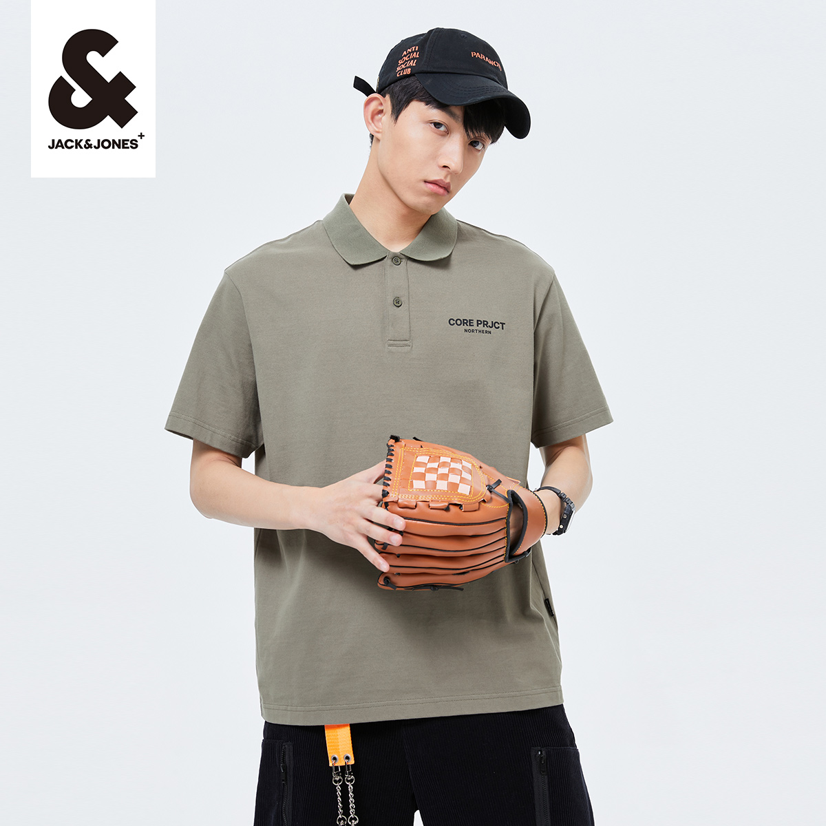 杰克琼斯男士夏纯棉POLO-SHIRT宽松简约短袖休闲纯色t恤222106019