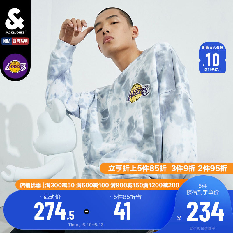 JackJones Jack Jones Winter Men's NBA Joint Lakes of Lakers Dye Street Individuality Vee 221433118