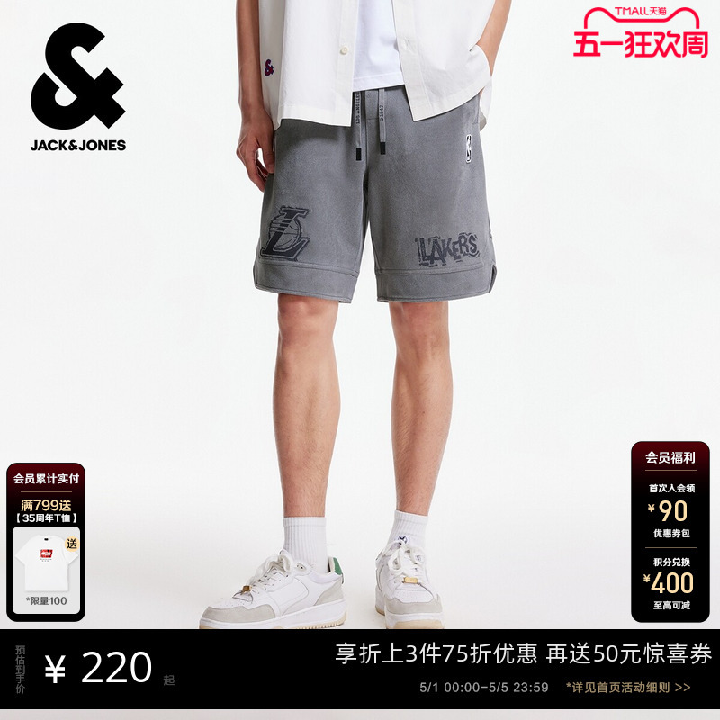 Jack & Jones Nba Collaboration Spring Men's Shorts Lakers Letter Embroidery Trendy Fashion Versatile Sports Pants