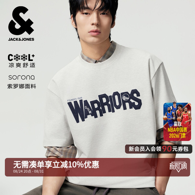【Cool】Jack & Jones Nba Collaboration Golden State Warriors Summer Men's Short-Sleeve T-Shirt with Letter Screen Printing 226201199 【Cool】Jack & Jones Nba Collaboration Golden State Warriors Summer Men's Short-Sleeve T-Shirt with Letter Screen Printing 226201199