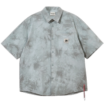Jack Jones autumn new lapel single-row button letter embroidery oversized short-sleeved shirt mens clothing
