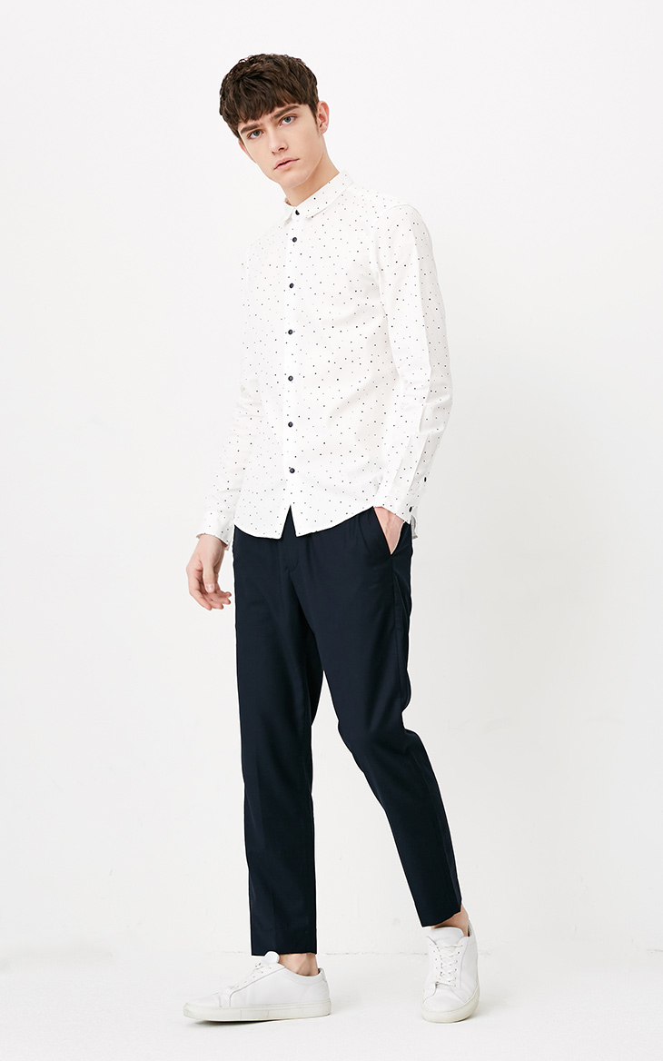JackJones Jack Jones cotton cổ áo sơ mi nam dài tay E | 217105538 áo sơ mi nam