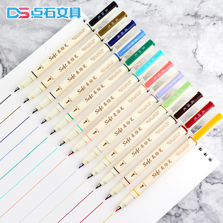 Point stone spring, summer, autumn and winter soft head account pen Brush painting graffiti calligraphy small script four seasons hook line pen DS-827