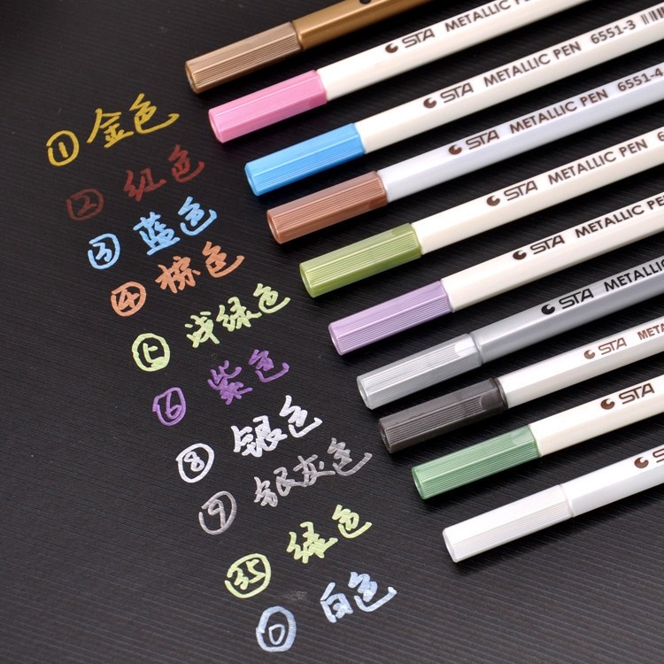 STA paint pen 10 color Metal color pen diy album Oily note number pen sta fine head Graffiti pen