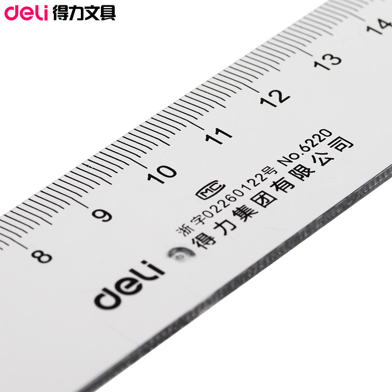 Deli office supplies Student stationery 20cm transparent ruler High quality plastic ruler Student drawing tools