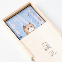 Wooden boxed book book creative Korean cute color page Japanese diary hipster literary illustration hand account gift box