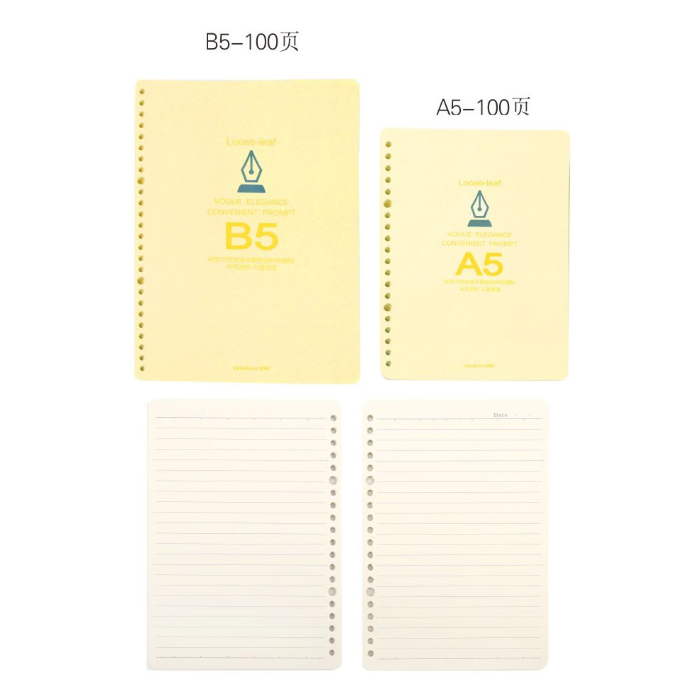 Daulin loose-leaf tilts A5B5-100 page rounded corners notes matter Bennet inner page core loose-leaf paper crosslines and blank