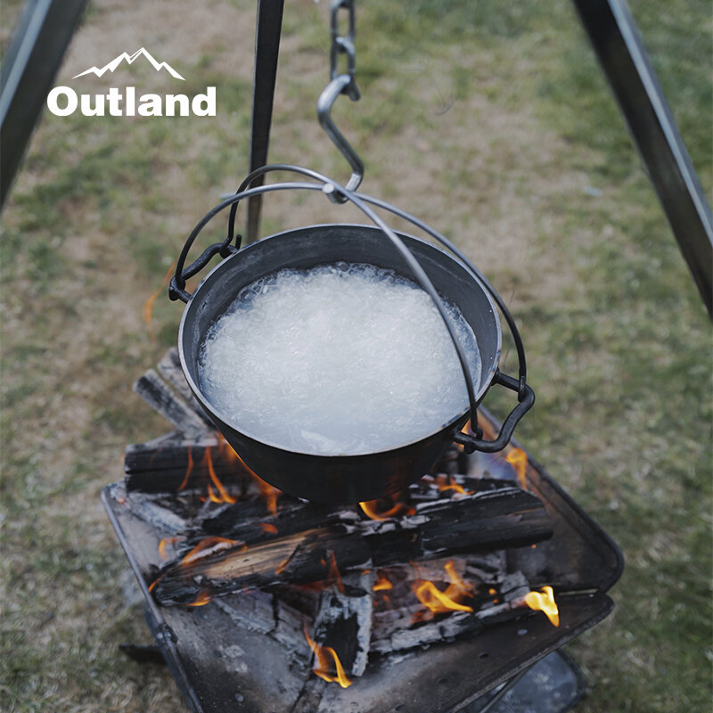 Japan UNIFLAME outdoor camping heavy iron pot multi-purpose cooking pot bonfire pot cooking utensils tableware pot supplies