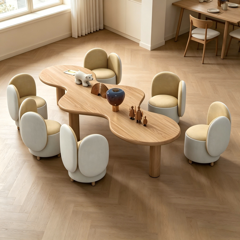 Kindergarten Craft Learning Table, Sales Office Mezzanine Furniture, Solid Wood Children's Table and Chair Set, Simple and Modern