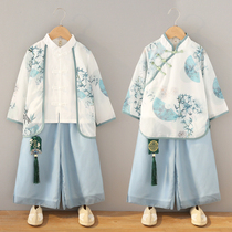 Childrens ancient style Mid-Autumn Hanfu suit autumn Chinese style boys and girls ancient costume childrens orchid and bamboo painting Tang suit performance clothes