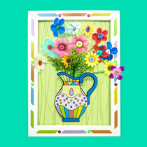 Handmade Flowers Make Diy Children Puzzle Toys Button Paper Frame Painting Teachers Womens Day Gift Bouquet Material Bag