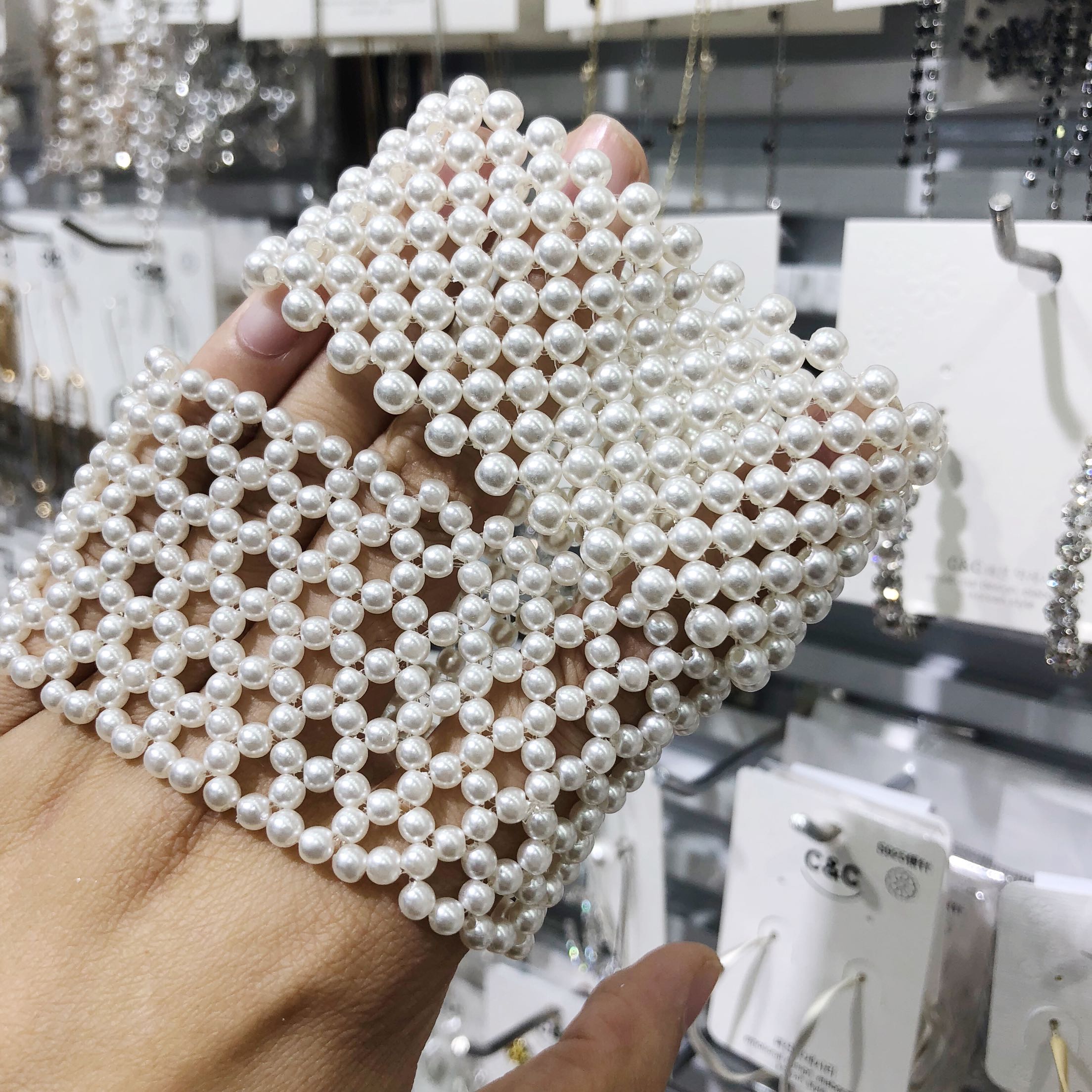 2 mảnh Châu Âu và Hoa Kỳ thời trang cá tính tự nhiên handmade tự nhiên dòng ngọc trai phiên bản rộng vòng đeo tay nữ vòng tay - Vòng đeo tay Cuff vòng cuff bạc