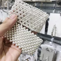 2 mảnh Châu Âu và Hoa Kỳ thời trang cá tính tự nhiên handmade tự nhiên dòng ngọc trai phiên bản rộng vòng đeo tay nữ vòng tay - Vòng đeo tay Cuff vòng vàng 18k kiểu mới