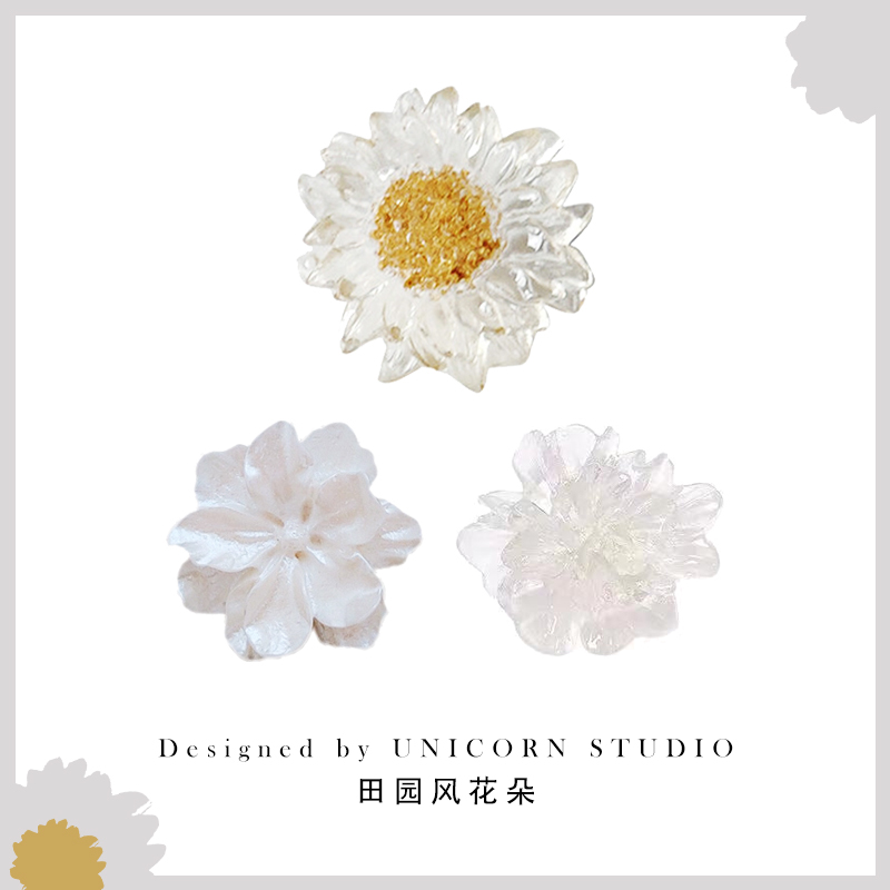 Zhao Lusi same style daisy earrings pastoral style fresh resin white camellia earrings sweet temperament silver earrings - Taobao