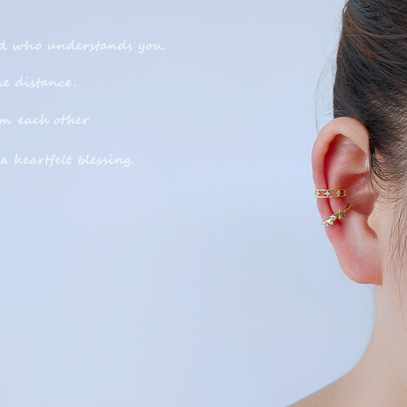 Simple C-shaped adjustable ear bone clip earrings for women without ear piercing stacked with high-end temperament hollow out exquisite small earrings