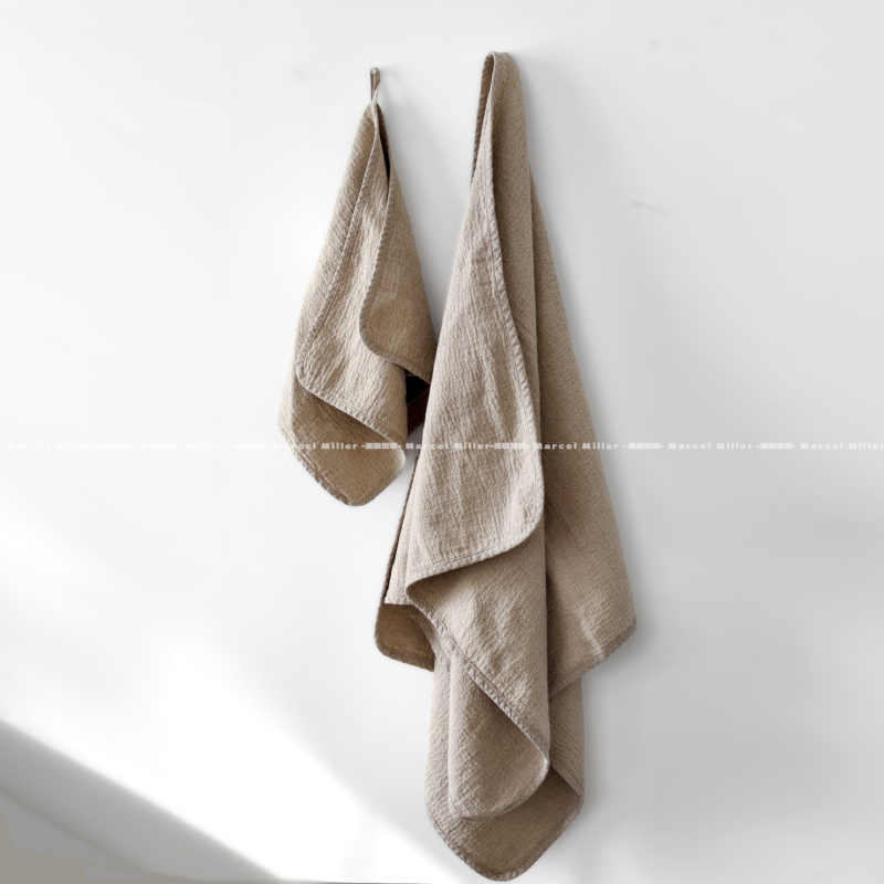 Natural Hemp Cotton Towel, Bath Towel, Double-Layer Weave, Thickened, Absorbent, Non-Sticky to Skin, Breathable, Antibacterial Toiletries