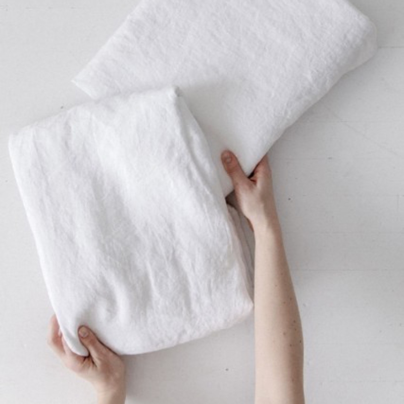 Pure linen bed Light luxury washed 100%French rain dew hemp solid color double bed Antibacterial bed can be customized