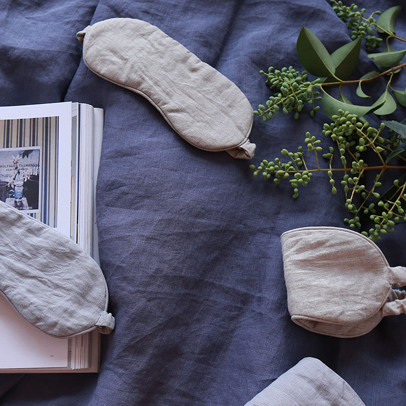 Happiness French linen eye mask shading eye protection breathable and comfortable elastic band to promote sleep