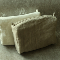 Pragmatism delicate objects European and American single outlet quality natural washed linen makeup bag containing bag