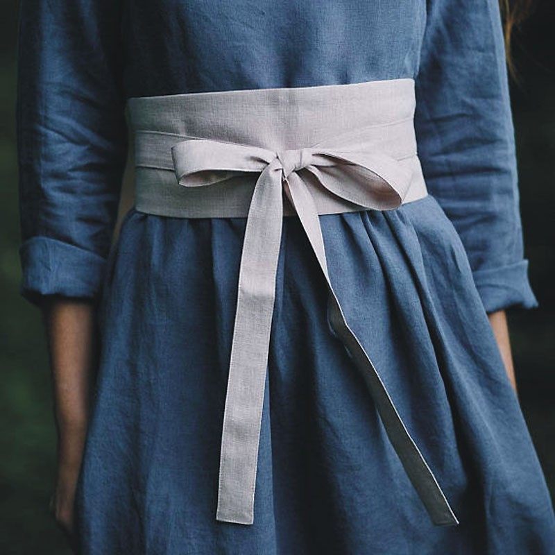 Small Objects Art Accessories 100 Hitch Styling French Hemp Pure Color Beam Waist Seal Lady Linen Slim Fit Wide Belt