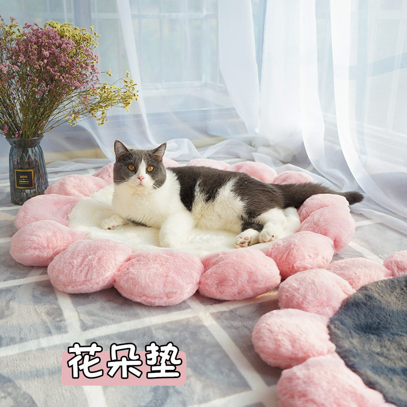Flowers Cat Maternity Ward Mat Cat Mat Cat Mat Sleeping With Dog Mat Plus Suede Warm Winter Pet Mat Kitty Sleeping Mat