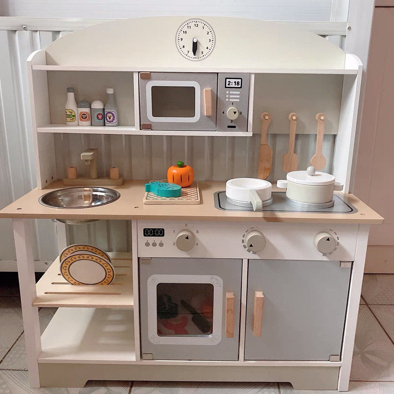 Детский игровой набор 过家家厨房玩具套装木质儿童冰淇淋车小超市仿真做饭厨具女孩礼物 Nunukids