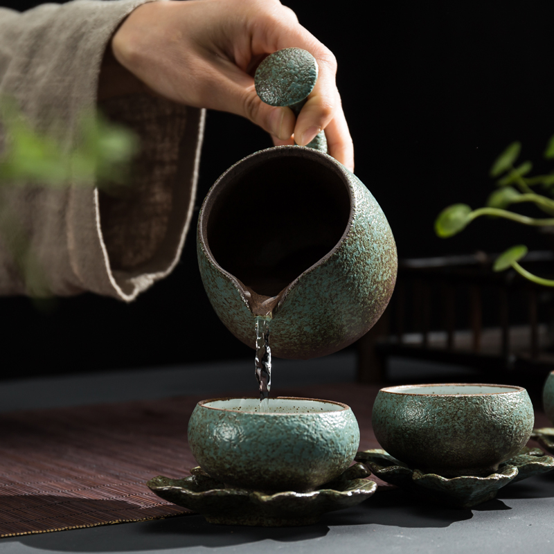 Japanese coarse pottery Creative fair cup Ceramic tea divider Side handle male cup set Tea Sea Jun Cup Kung Fu tea accessories