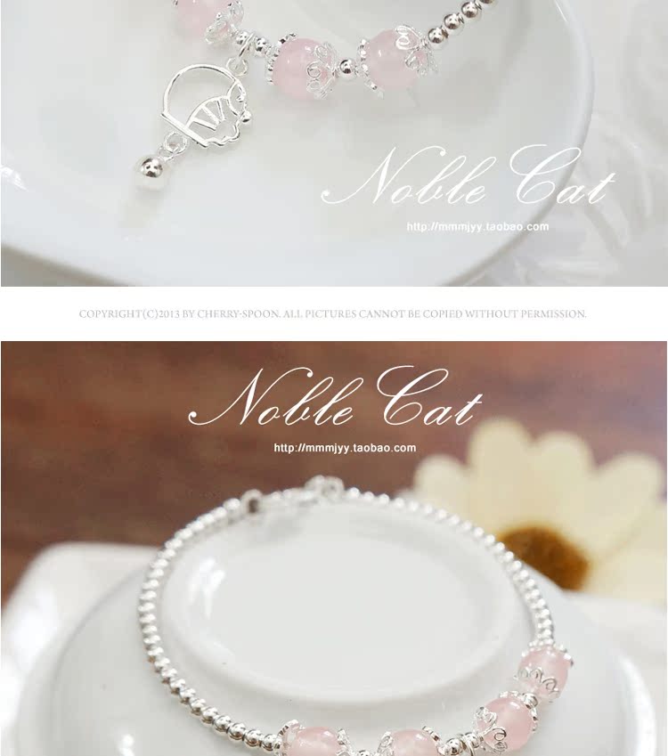 Bạc nguyên chất 925 sterling bạc hạt pha lê chalcedony Doraemon chuột mèo quà tặng phiên bản Hàn Quốc của vòng tay nữ dễ thương vòng chân - Vòng chân các mẫu lắc chân bạc nữ đẹp