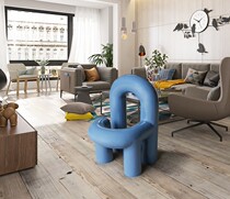 Nordic fashion custom glass fiber reinforced plastic single chair special-shaped concept curved water pipe dining chair modeling chair