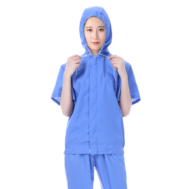 Mùa hè mỏng thoáng khí chế biến thậm chí mũ thực phẩm nhà xưởng nhà máy workclothes set trắng ngắn tay đầu quần áo vệ sinh