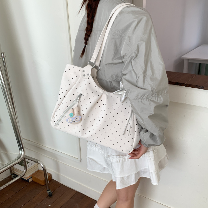 Original Niche Polka Dot Tote Bag For Women 2026 New Fashion Large Capacity Shoulder Bag Pink Work Commuter Bag - Thumbnail 4