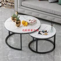 Nordic light luxury round marble coffee table combination modern simple creative living room small apartment minimalist Net red tea table