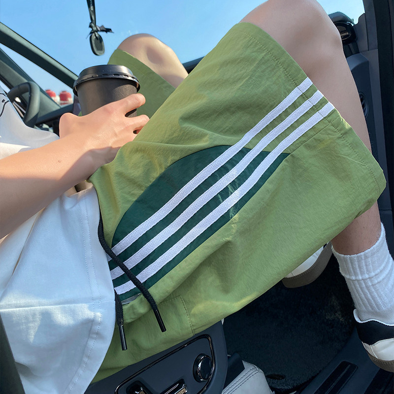 Американские полосатые шорты из ледяного шелка, мужские летние шорты из тонкого сечения, новинка 2025 года, модный бренд, быстросохнущие спортивные свободные повседневные шорты five points