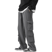 Japanese overalls mens autumn and winter new loose straight casual sports wide-leg trendy boys winter trousers