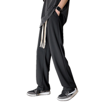 Black hanging pants mens summer American retro high street vibe fashion brand straight loose sports casual trousers
