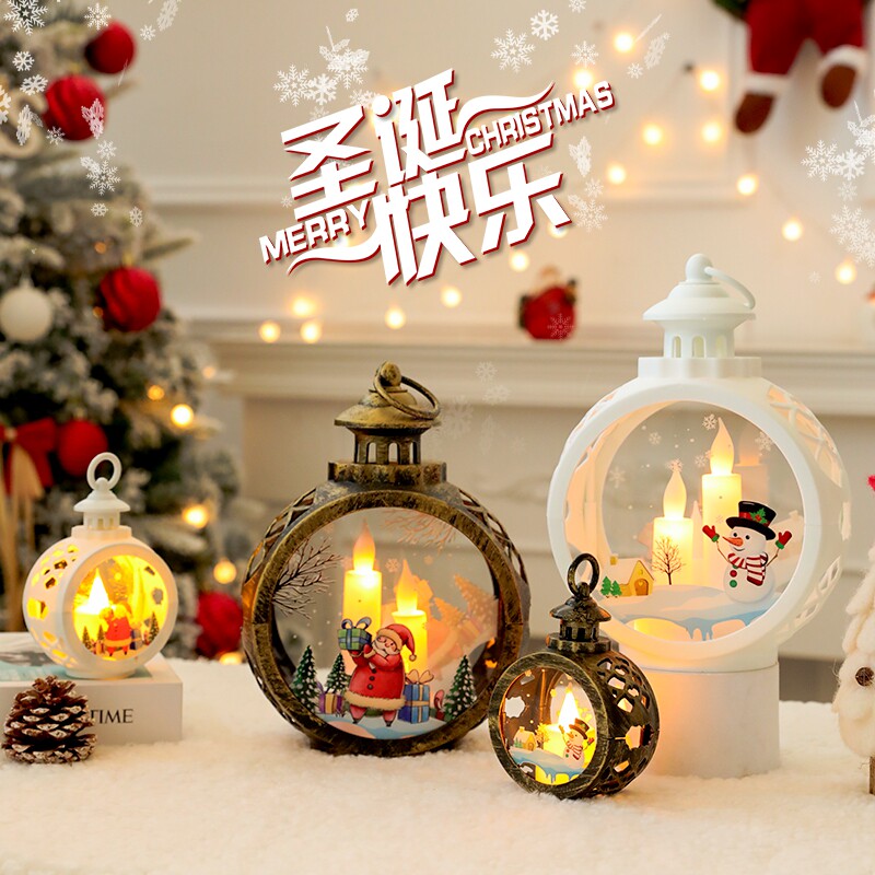 Christmas decorations luminous gift round small night light children Christmas Eve shop window retro atmosphere desktop swing piece-Taobao