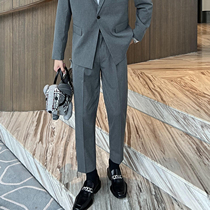 JY Light Cooked Mens Clothing Casual Striped Western Pants Men 202 New Spring Autumn Loose Straight Drum Superior Sensations Gentlemen Long Pants