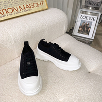 JY light cooked wearing black and white Hit Color Casual Board Shoes Man 2021 Autumn Winter New Goat Leather Round Head White Shoes