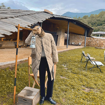 JY Lightly Wearing Khaki Lingge Down Jacket Men's 2021 New Winter Thickened Medium and Long Plaid Jacket