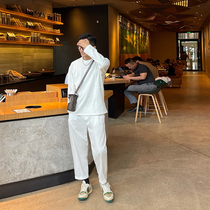 JY Lightly Wear Vertical Pit Striped Long Sleeve T-shirt Men's 2021 Autumn New White Loose Casual Crewneck Jacket