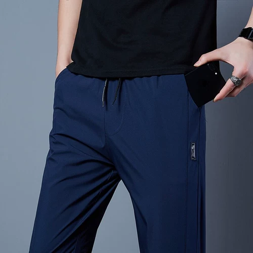 Мужские летние шелковые тонкие быстросохнущие штаны для отдыха, оверсайз, свободный прямой крой