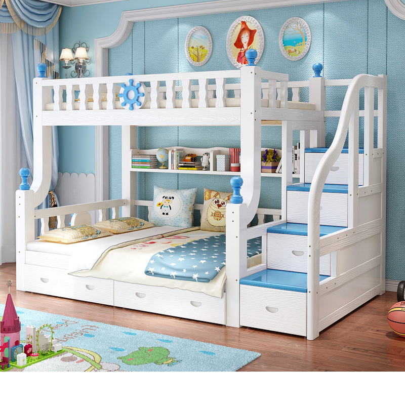 Children's bed upper and lower bunk bed Two bed adults High and low bed primary-secondary bed Full solid wood upper and lower bed Twin Beds Adulthood