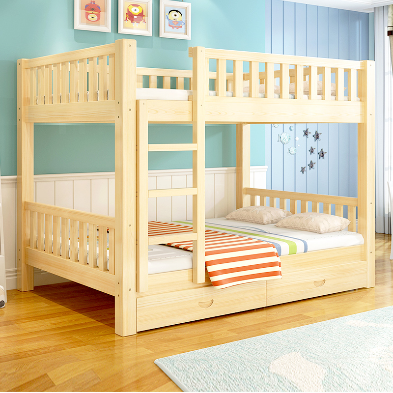 Bunk beds Full solid wood bunk beds Adult dormitories Upper and lower wooden beds Two-storey children's cots