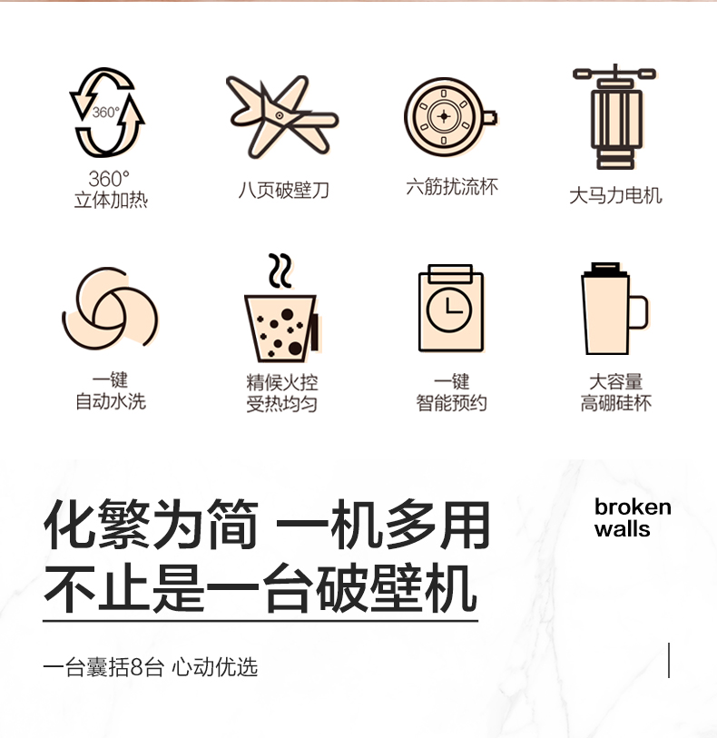 艾美特 全自动 多功能破壁料理机 1.75L 图2
